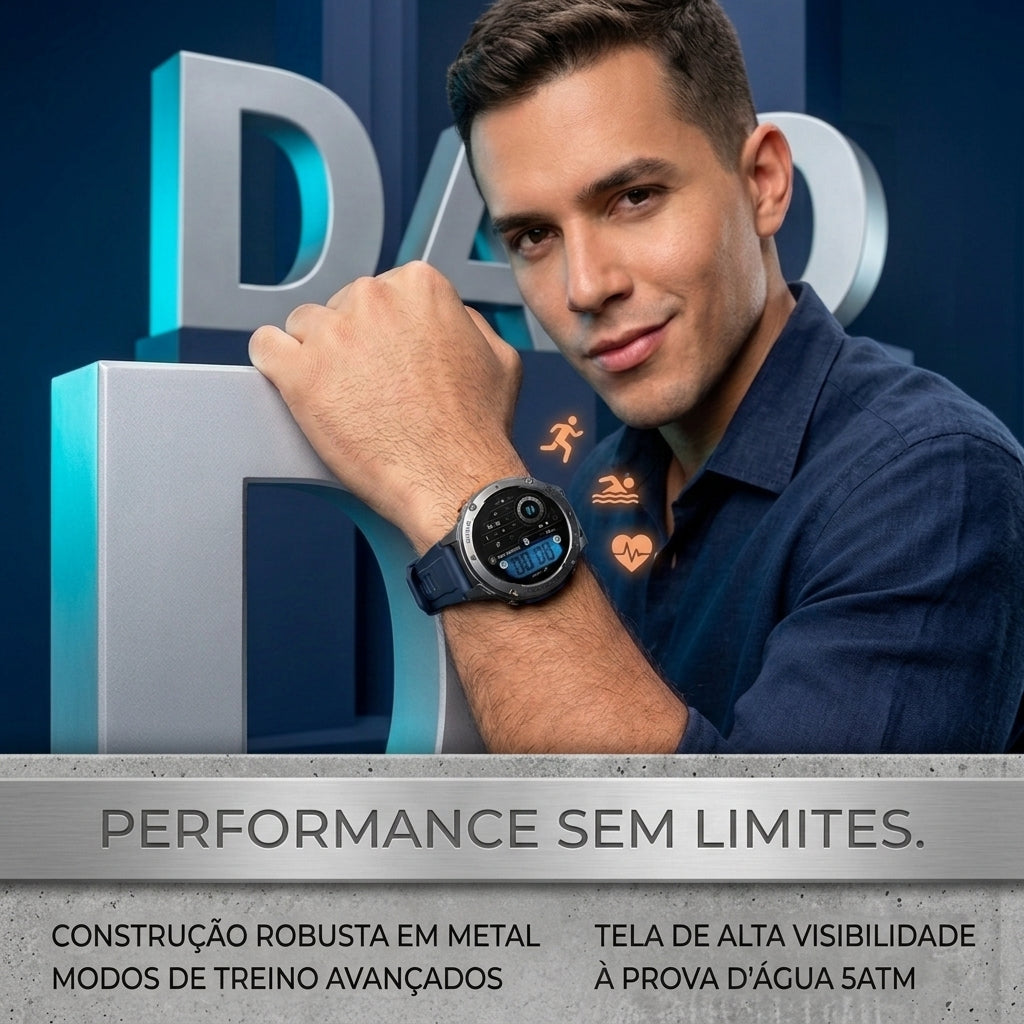 BRAVE Smartwatch | GPS, 5ATM, IP69K e 10 Dias de Bateria