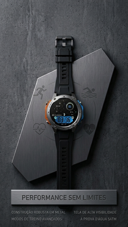 BRAVE Smartwatch | GPS, 5ATM, IP69K e 10 Dias de Bateria