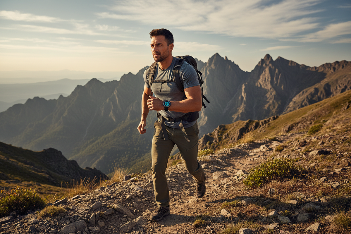 Uso do GPS Militar integrado do Smartwatch BRAVE em trilhas de montanha e aventura.