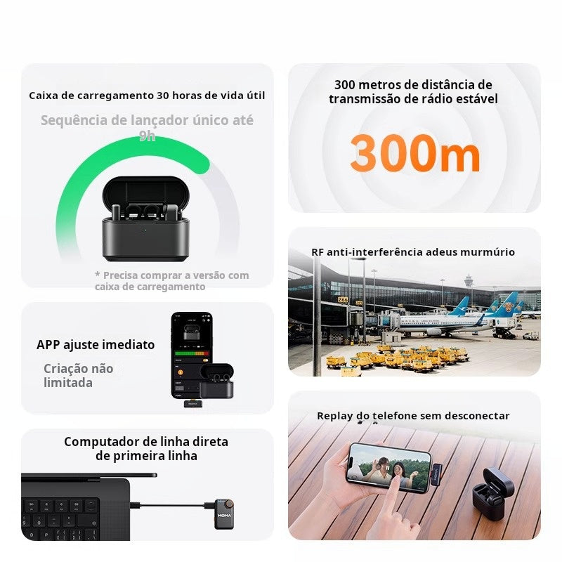 LARK M2 – Microfone Lapela Sem Fio com IA e Bluetooth